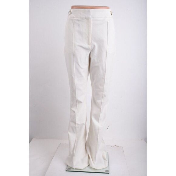 Veronica Beard Womens Elsbury Flared Pants Seamed Off White Ivory Sz US 14 New - Picture 2 of 9